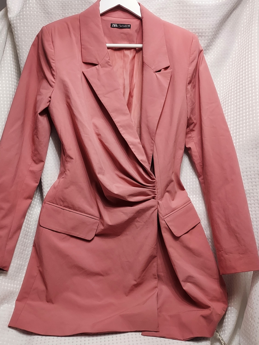 Zara Rose-Pink Draped Twist Front Blazer